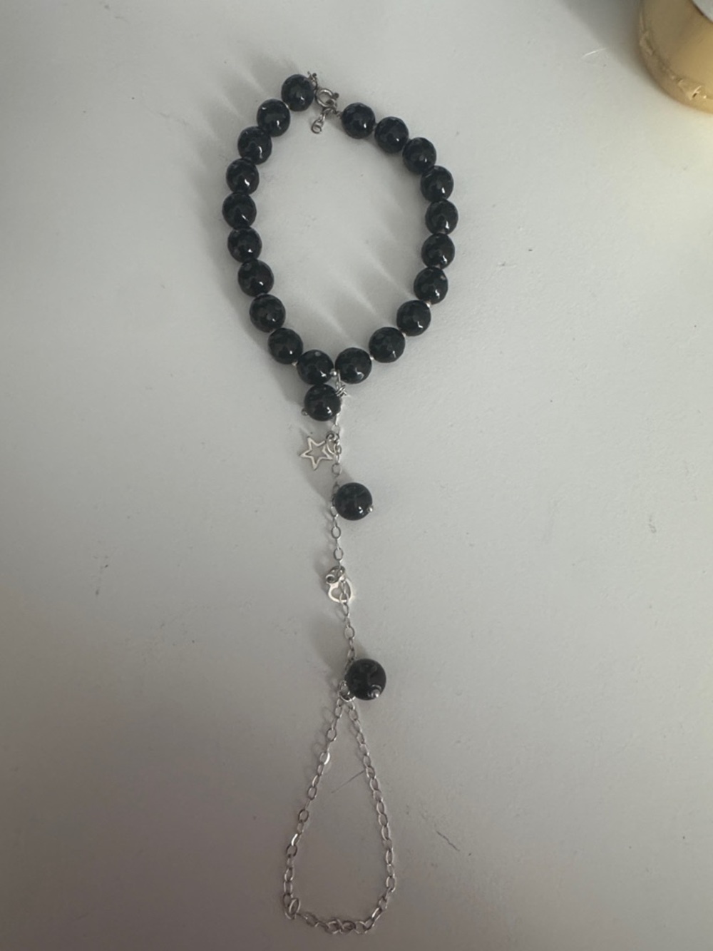 925 México Black Beaded Hand Harness with Star Charm